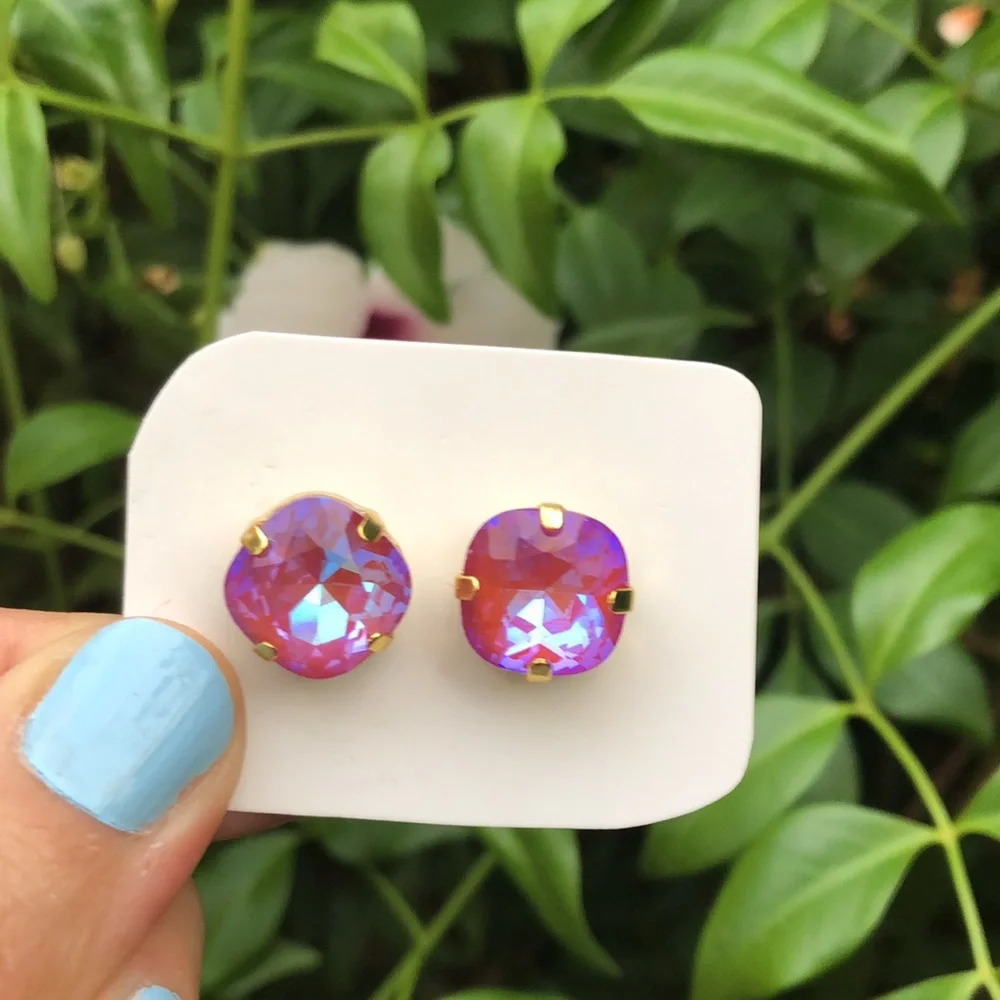 Hyacinth Aurora Borealis Crystal Earrings